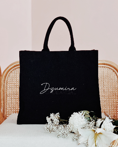 Black Tote Bag in Black