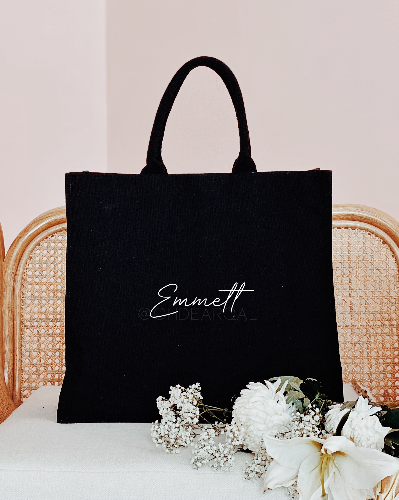 Black Tote Bag in Black