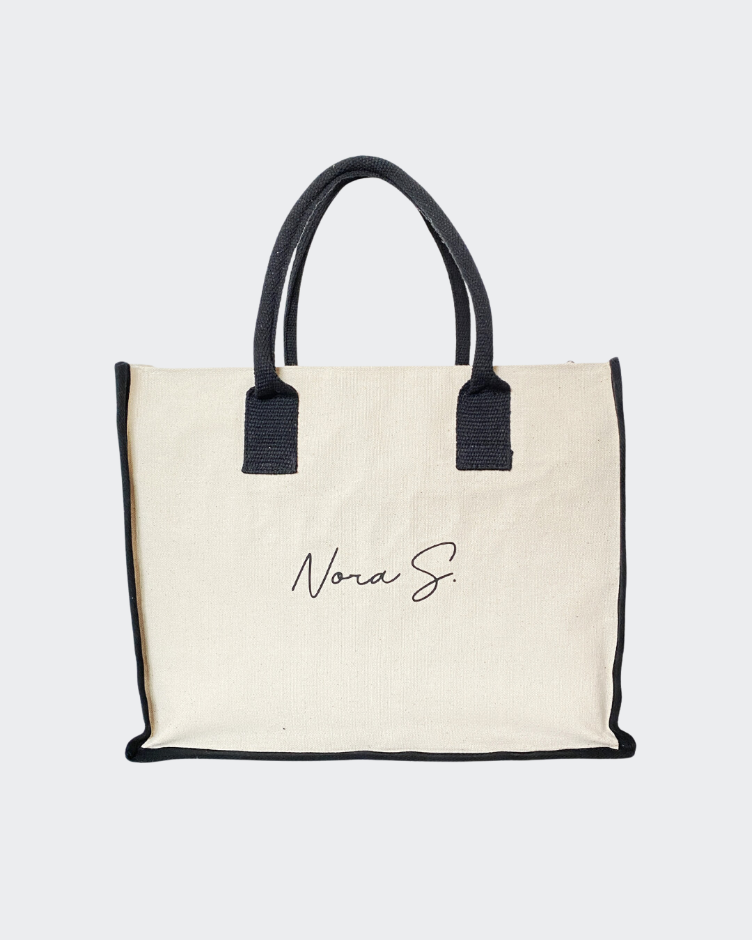 Personalised Classic Zipper Tote Bag in B/W