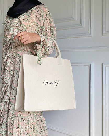 Personalised Classic Tote Bag in Oat